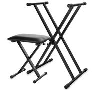 Set Supporto Tastiera Pianoforte Doppia X Regolabile 5 Altezza con Panchetta