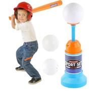 Set T-ɓall Bambini Baseball Con Lanciatore Automatico | Gioco Sport Esterno Per Bimbi 3+ Anni | Mazza Inclusa Tre Palline Schiuma | Allenamento Coordinazione Occhio Mano