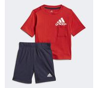 Set T-shirt short Enfant cotone Adidas Bos GM8541 Rosso-Blu Cotone