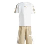 adidas Mixte enfant ESSENTIALS SMALL LOGO STRIPES T-SHIRT SET, white/Wonder Cargo, 4-5 Years