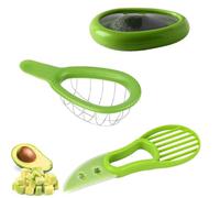 Set Taglia Avocado 3 Pezzi con Contenitore - Slicer, Cucchiaio e Schiacciatore - Utensili da Cucina Multifunzionali per Tagliare, Snocciolare, Sbucciare e Schiacciare Avocado - Accessorio Cucina & Ide