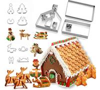 Set Tagliabiscotti Natalizio In Acciaio Inossidabile Da 18 Pezzi, Tagliabiscotti 3d Per Casa Di Pan Di Zenzero Natalizio, Stampo Per Biscotti, Albero Di Natale, Pupazzo Di Neve, Slitta, Alce