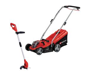 Set Tagliaerba tagliabordi batteria GE-CM 18/33 Li Set Einhell 1x4.0Ah Rosso