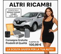 Kit Filtri Tagliando + Olio per Renault Kadjar 1.6 DCi 96 Kw 131 Hp