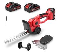 Set tagliasiepi a batteria e cesoie per erba 2 in 1, pratico kit di taglialegna elettrico con 2 coltelli, potente motore da 21 V, per siepi, arbusti e bordi del prato, attrezzo da giardino senza fili