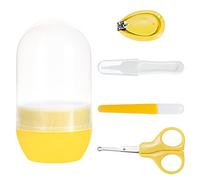 Set Tagliaunghie Bambino Set Manicure Kit per La Cura con Cassaforte Taglia Lima Unghie Forbici Pinzette Neonato 4 Pezzi Giallo