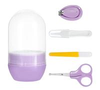 Set Tagliaunghie Bambino Set Manicure Kit per La Cura con Cassaforte Taglia Lima Unghie Forbici Pinzette Neonato 4 Pezzi Viola