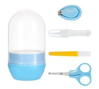 Set Tagliaunghie Bambino Set Manicure Kit per La Cura con Cassaforte Taglia Lima Unghie Forbici Pinzette Neonato 4 Pezzi Blu