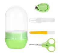 Set Tagliaunghie Bambino Set Manicure Kit per La Cura con Cassaforte Taglia Lima Unghie Forbici Pinzette Neonato 4 Pezzi Verde