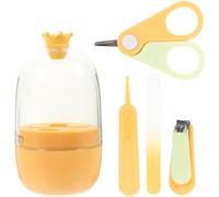 Set Tagliaunghie Neonata Forbici di Sicurezza e Custodia Gialla | Abs, Forma Cartone Arrotondata, per Dita e Piedini Piccoli, Adatto a Shower, Delicato e Sicuro