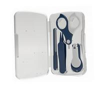 Set Tagliaunghie per Ragazzo Ragazza Forbici, in Acciaio | 4 Accessori, Blu, Custodia Resistente, Punta Delicata Lama Curva e Impugnatura Antiscivolo