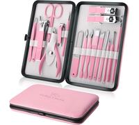 Set Tagliaunghie Professionale Rosa per Manicure e Pedicure Cura Pulizia Mani Na