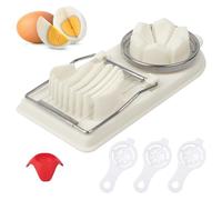 Set tagliauova 2 in 1, con 3 separatori per uova e 1 portauova, tagliauova multiuso in acciaio inox per uova sode, utensile per tagliare le uova utilizzato anche come tagliafrutta per fragole e banane