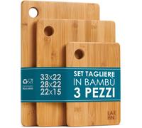 Set Taglieri da Cucina in Legno di Bambù 3 Pezzi Extra Spessi 1,5 cm Tagliere da