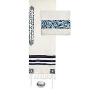 set Tallit+kippa+borsa Ricamato Raw Silk 19X70" Emanuel Uomo/Donna Magen David