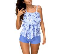 Set tankini da donna con stampa alla moda spalline regolabili come costume da bagno in due pezzi per uno stile da spiaggia perfetto, Lilla, M