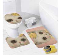 Set Tappeti Bagno 3 Pezzi,A Yellow Roses Lavabili Coperchio del WC Comodi Tappetino a Forma di U per Vasche Docce WC