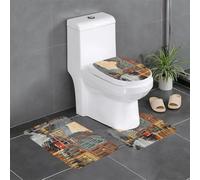 Set Tappeti Bagno 3 Pezzi,San Francisco Comodi Copertura per WC Pelosi Tappetino girowater a Forma di U per Vasche Bagno Docce