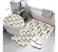 Set Tappeti Bagno 3 Pezzi,Simple Goat Head Print Comodi Tappetini Per WC Lavabili Tappeto a Forma di U per Bagno WC Docce