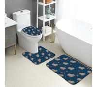 Set Tappeti Bagno 3 Pezzi,Summer Cute Capybara Watermelon Fun Animal Comodi Copertura per WC Asciugatura Rapida Tappeto a Forma di U per Bagno Vasche WC