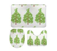 Set Tappeti Bagno 3 Pezzi Winter Trees Christmas Trees Lavabili Tappetini Per WC Morbido Tappetino girowater a Forma di U per Vasche Docce