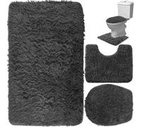 Set Tappeti Bagno Tris 3 Pezzi Doccia Bidet Water Tappeto Antiscivolo Grigio