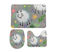Set Tappeti da Bagno 3 Pezzi Abstract Oriental Animal Flowers Asciugatura Rapida Tappetini Per WC Pelosi Tappeto a Forma di U per Bagno WC
