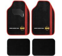 SET TAPPETINI AUTO UNIVERSALI 4 PEZZI IN MOQUETTE MARCA MOMO COLORE NERO ROSSO