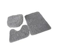 Set Tappetini Bagno 3 Pieces Bathroom Rug Set Bath Mat Toilet Lid Cover U Shape Soft Floor for Shower Laundry Room Kitchen(Light Grey)