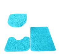 Set Tappetini Bagno 3pcs Bathroom Set Rug Toilet Lid Cover Plain Solid Color Bathmats Rugs Kit Non-Slip Fluffy Home Carpets for(Blue)