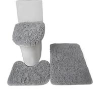 Set Tappetini Bagno 3pcs Bathroom Set Rug Toilet Lid Cover Plain Solid Color Bathmats Rugs Kit Non-Slip Fluffy Home Carpets for(Gray)