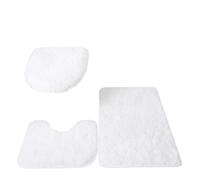 Set Tappetini Bagno 3pcs Bathroom Set Rug Toilet Lid Cover Plain Solid Color Bathmats Rugs Kit Non-Slip Fluffy Home Carpets for(White)