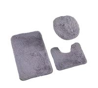 Set Tappetini Bagno 3pcs Bathroom Set Rug Toilet Lid Cover Plain Solid Color Bathmats Rugs Kit Non-Slip Fluffy Home Carpets for(Dark Gray)