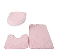 Set Tappetini Bagno 3pcs Bathroom Set Rug Toilet Lid Cover Plain Solid Color Bathmats Rugs Kit Non-Slip Fluffy Home Carpets for(Pink)