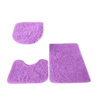Set Tappetini Bagno 3pcs Bathroom Set Rug Toilet Lid Cover Plain Solid Color Bathmats Rugs Kit Non-Slip Fluffy Home Carpets for(Purple)