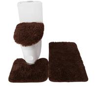 Set Tappetini Bagno 3pcs/set Solid Color Bathroom Mat Set Fluffy Hairs Bath Carpets Modern Toilet Lid Cover Rugs Kit Rectangle 50 * 80 50 * 40 45 * 50cm(Coffee Set)