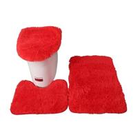 Set Tappetini Bagno 3pcs/set Solid Color Bathroom Mat Set Fluffy Hairs Bath Carpets Modern Toilet Lid Cover Rugs Kit Rectangle 50 * 80 50 * 40 45 * 50cm(Red Set)