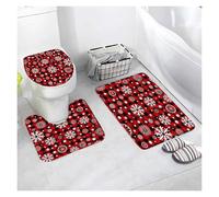 Set Tappetini Bagno Bath Mat Sets White Snowflake Red Flannel Carpet Home Bathroom Decor Floor Rugs Toilet Lid Cover(Type9-3pcs)