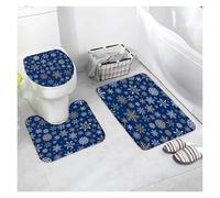 Set Tappetini Bagno Bath Mat Sets White Snowflake Red Flannel Carpet Home Bathroom Decor Floor Rugs Toilet Lid Cover(Type5-3pcs)