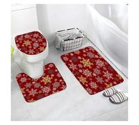 Set Tappetini Bagno Bath Mat Sets White Snowflake Red Flannel Carpet Home Bathroom Decor Floor Rugs Toilet Lid Cover(Type4-3pcs)