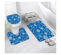 Set Tappetini Bagno Bath Mat Sets White Snowflake Red Flannel Carpet Home Bathroom Decor Floor Rugs Toilet Lid Cover(Type7-3pcs)