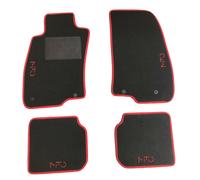 Set Tappetini compatibili con Mito in moquette bordo rosso 4 ricami rossi