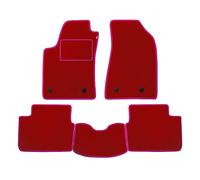 Set Tappetini realizzato per RENAULT LAGUNA anno dal 2001 al 2007 in Moquette tessuto di velluto lavabile ROSSI bordo Fucsia