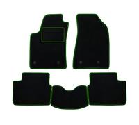Set Tappetini realizzato per TATA ARIA 7 posti da anno 2011 in poi in Moquette automobilistica Made in Italy NERI bordo Verde