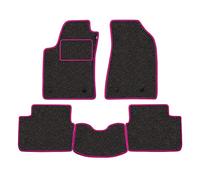 Set Tappetini realizzato per TATA ARIA 7 posti da anno 2011 in poi in Moquette automobilistica Made in Italy GRIGI bordo Fucsia