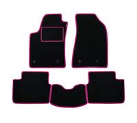 Set Tappetini realizzato per TATA ARIA 7 posti da anno 2011 in poi in Moquette automobilistica Made in Italy NERO bordi Fucsia