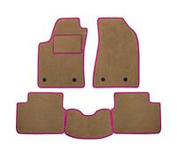 Set Tappetini realizzato per TATA ARIA 7 posti da anno 2011 in poi in Moquette tessuto di velluto lavabile BEIGE bordo Fucsia