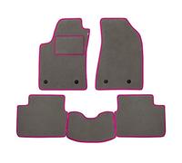 Set Tappetini realizzato per VOLKSWAGEN CADDY 5 posti anno dal 2004 al 2015 in Moquette Made in Italy Colore GRIGIO bordo Fucsia