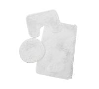 Set tappetino bagno in microfibra e tappeto wc a forma di U bianco/grigio 24x16/