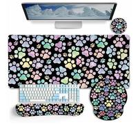 Set tappetino per mouse XXL a forma di pipistrello gotico con supporto per il polso e sottobicchiere.